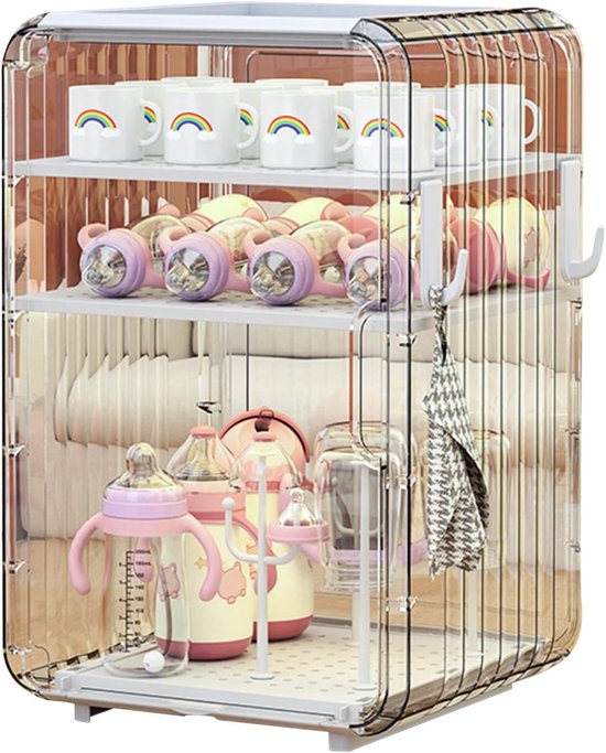 Flessenorganizer Kast - Opbergrek Babyflessen - Hygiënisch Flessen Bewaren - Stofbescherming met Afvoer - 395 x 25 x 24 cm