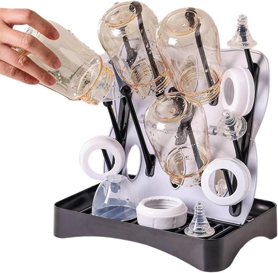 Flessenrek Droger - Fles Droogrek Organizer - Flessen Drogen - Met 16 Haken - 25.2 x 17 x 30 cm