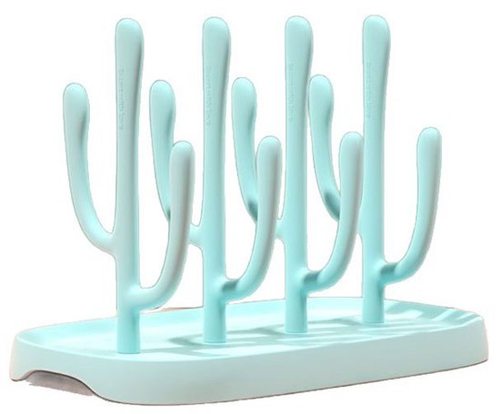 Flessenrek voor baby's - Afdruiprek voor op het aanrecht - Afvoerrek - Met afneembare voet - Babybenodigdheden - 25x14x19 cm - Geschikt voor het drogen van babyflesjes, rietjes, plastic bekers en koffiebekers - Blauw