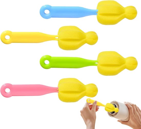 Flessenspeen Borstel - Reinigingsset - Babyfles Schoonmaken - Draagbaar Ontwerp - 14 cm Lengte