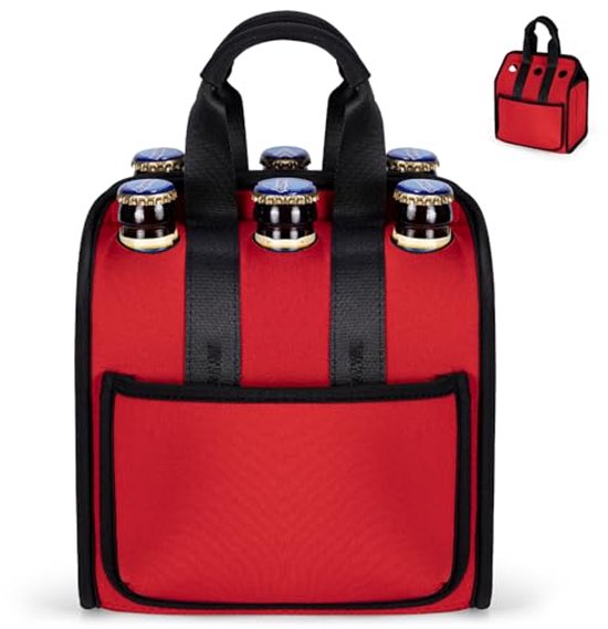 Flessentas voor 6 Flessen - Neopreen, Herbruikbaar, Perfect voor Bier en Dranken, Cadeau voor Feestdagen