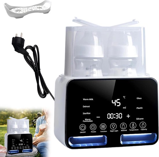 Flessenverwarmer met constante temperatuur - Flessensterilisator - Intelligente flessenverwarmer voor moedermelk - Met ontdooifunctie - Verwarming en sterilisatie op constante temperatuur - PP-materiaal - Europese standaard 220V - Wit