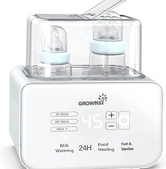 Flessenverwarmer voor Baby's, Babyfles Sterilisator - 6-in-1 Fast, Babyvoeding en Ontdooiing, BPA-vrije Flessenwarmer, Babyvoeding met LCD-display van Grownsy