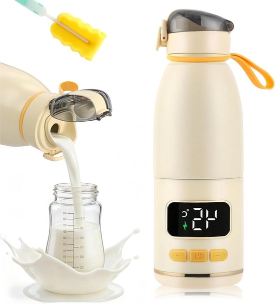 Flessenwarmer Baby - Draagbare Melkwarm - Onderweg Voeden - Snelle Opwarming - 450 ml - Wit