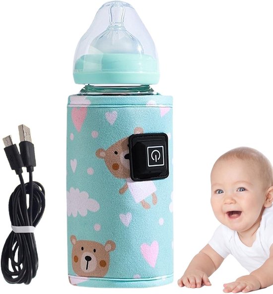 Flessenwarmer Baby - Draagbare Warmer - Flesvoeding Warm - Instelbare Temperatuur - 14 x 12 x 3 cm - Uniek