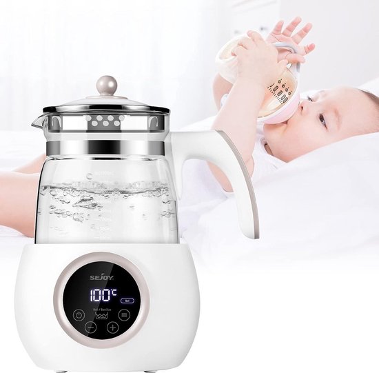Flessenwarmer - babywaterkoker met temperatuurinstelling, 24 uur, thermostaat, flessenmaker, babyvoedingswarmer voor babyvoeding, thee, koffie 1,2 l waterkoker voor babyvoeding, wit