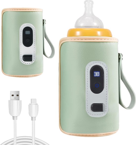 Flessenwarmer draadloos voor Baby - Draagbare Baby Flessenverwarmer voor onderweg - Snelle Verwarming - Oplaadbaar via USB - Flesverwarmer - Baby fles maker van IAMRUNBOX