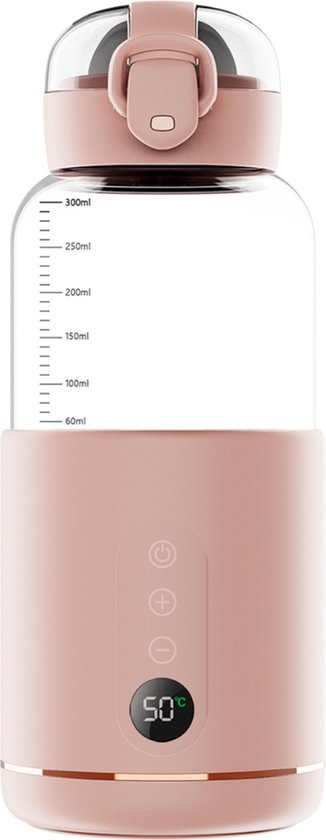 Flessenwarmer - Draagbare Baby Flesverwarmer Onderweg - Opgewarmd Binnen 8 Minuten - 300ML/37 tot 55 ℃/USB-C/Draadloos van Allbababy