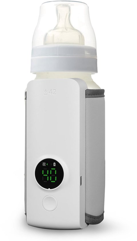 Flessenwarmer - Draagbare flessenwarmer - flessenwarmer onderweg - draadloze flessenwarmer - oplaadbare - led-display - temperatuurregeling - voor - op reis - onderweg -wit van FL
