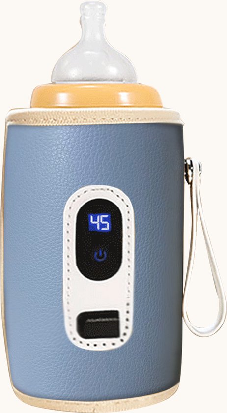 Flessenwarmer-Flessenwarmer onderweg-21 versnellingen - 42 graden constante temperatuur - Intelligente digitale - USB oplaadbaar- Waterdicht en vuilafstotend-Geschikt voor alle soorten melkflessen - Gemakkelijk mee te nemen-Blauw van Merkloos