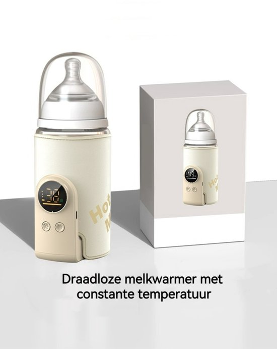 Flessenwarmer-Flessenwarmer onderweg-6 versnellingen - 42 graden constante temperatuur-8000mAh batterij - snel verwarmen- Intelligente digitale -Nauwkeurige temperatuurregeling - Waterdicht en vuilafstotend- alle soorten melkflessen van Merkloos