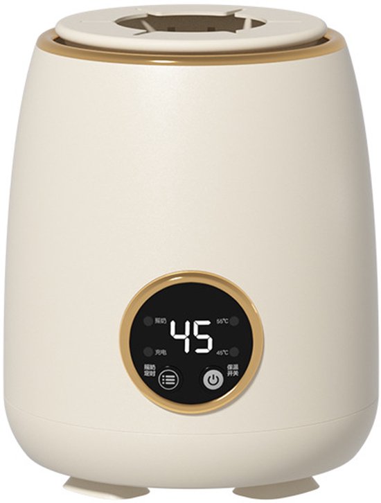 Flessenwarmer - flessenwarmer onderweg - Thermostatische shaker - Verstelbare shaker met roerfunctie - Camping shaker - crèmekleurig geel - PP van Merkloos