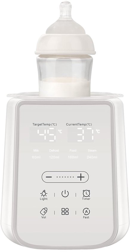 Flessenwarmer onderweg - Borstvoedingsfleswarmer met timer en nachtlampje - 11-in-1 flessenwarmer - houdt de melk 48 uur warm, BPA-vrij, snel verwarmend - instelbare temperatuur van Merkloos