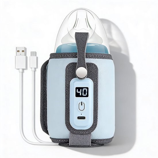 Flessenwarmer onderweg Draagbaar & Snel Opwarmen met USB – Flessenverwarmer Compact & Lichtgewicht voor Reizen en Auto – Bottle warmer Draadloos van Merkloos