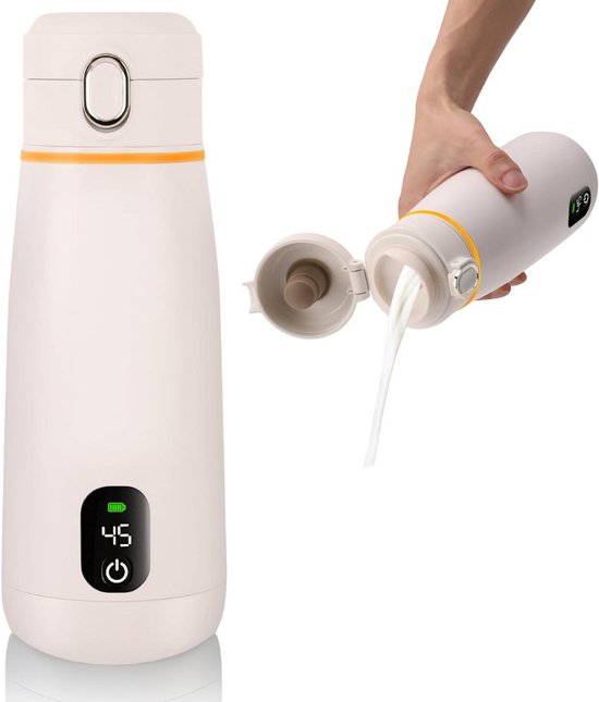 Flessenwarmer onderweg - Draagbare Baby Flessenwarmer - Intelligente Flesverwarmer - Oplaadbaar - Geschikt voor Borstvoeding & Babyvoeding - Draadloos te gebruiken om je melk op temperatuur te houden of krijgen van Merkloos