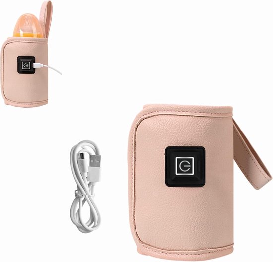Flessenwarmer - USB C- Babyflesverwarmer - Melkwarmhouder - BPA-vrij - Compact & Lichtgewicht - langzame verwarming om warm te houden - Voor Babyflessen - Roze