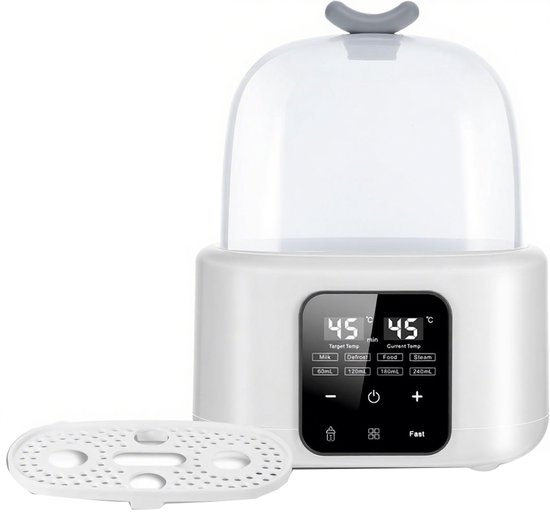 Flessenwarmer voor baby's, 6-in-1 sterilisator voor babyflessen met digitaal display in temperatuurregeling, snelle flessenwarmer voor moedermelk in kunstvoeding, dubbele flessenwarmer voor verwarmen in ontdooien, 48 uur warmhouden
