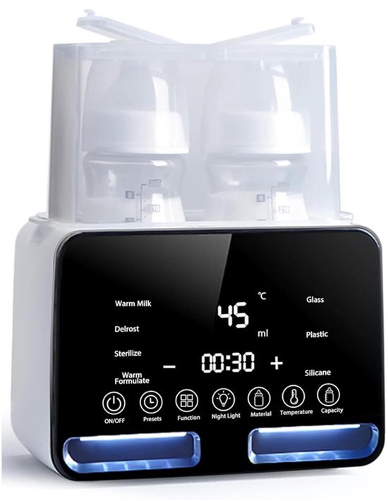 Flessenwarmer voor baby's, houdt melk 48 uur lang warm, snelle melkverwarmer, geschikt voor moedermelk en flesvoeding, met een verwarmingselement met nauwkeurige temperatuurregeling en een ledlampje, compatibel met alle babyflessen.