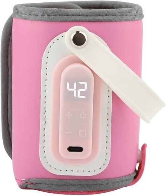 Flessenwarmer voor onderweg werkt met USB (NIET OPLAADBAAR) - Flessenverwarmer Babyfles Verwarmer - Roze - Melkverwarmer baby van Merkloos