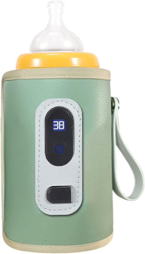 Flessenwarmers - Babyflessenwarmer met LCD-Scherm - Temperatuur Instelbaar en Waterdicht - Draagbare - Melkflesverwarmer voor Reis - Gebruik in vliegtuigen en in auto's - Groen van Merkloos