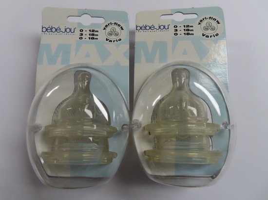 flesspeen silecone bebe jou , vario , 0-18m  max  2x2stuks
