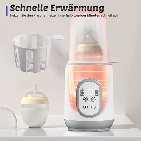 Flesverwarmer voor baby's, 8-in-1 babyvoedingwarmer voor moedermelk of melkvoeding, babyfleswarmer met intelligente temperatuurregeling voor alle babyflessen