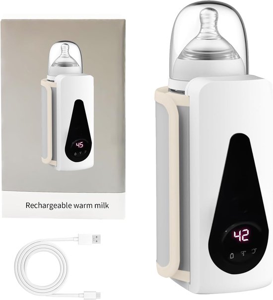 Fleswarmer voor baby onderweg, instelbare temperatuur, met LCD-display, voor huis, buiten, reizen