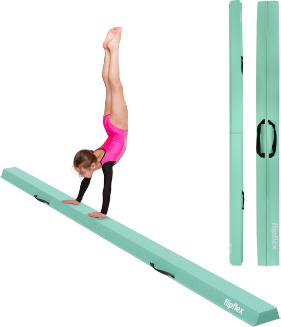 Flipflex Turnbalk - Voor Thuis - Evenwichtsbalk - Opvouwbaar - 3 Meter - Mintgroen