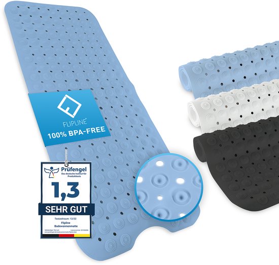 FLIPLINE Badmat Antislip Natura Skin Sensitive [100x40 cm] - Gemaakt Van TPE - GEEN PVC! - BPA Vrij Machine Wasbaar - Voor Kinderen en Baby's van FLIPLINE
