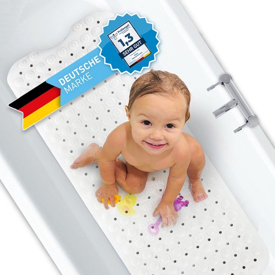FLIPLINE Natura Badmat, antislip, huidvriendelijk, 100 x 40 cm, van TPE, geen pvc, badmat, antislip, BPA-vrij, machinewasbaar, voor kinderen en baby's, antislipmat voor badkuip van FLIPLINE