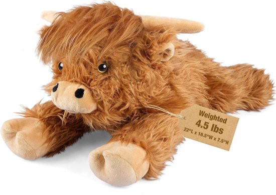 Florixa® Verzwaaringsknuffel - Verzwaarde Knuffel - Spanningskuffel - 2 kg - Koe - Bruin- ‎25cm x 13cm x 69cm van Merkloos