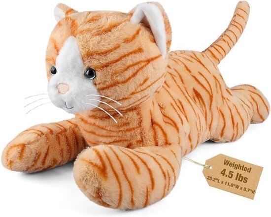 Florixa® Verzwaaringsknuffel - Verzwaarde Knuffel - Spanningskuffel - 2 kg - Tijger - Oranje - ‎25cm x 13cm x 69cm