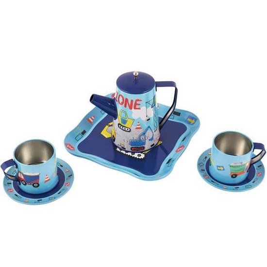 Floss & Rock Bouw - tinnen theeservies - 7 delig - Multi van FLO