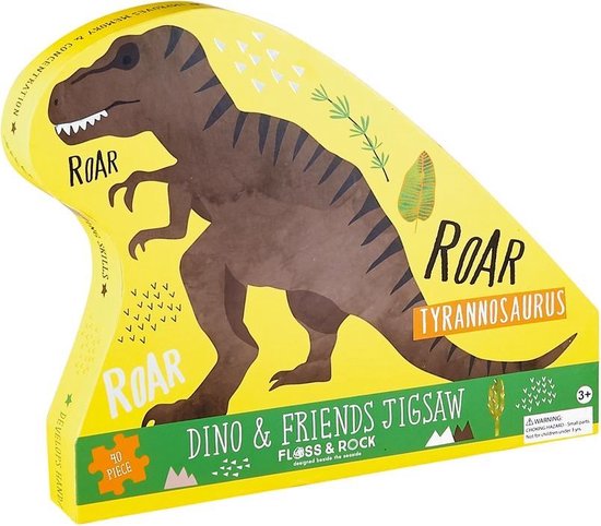 Floss & Rock Dinosaurus Puzzel - 40 stukjes - 60 x 41 cm van FLO