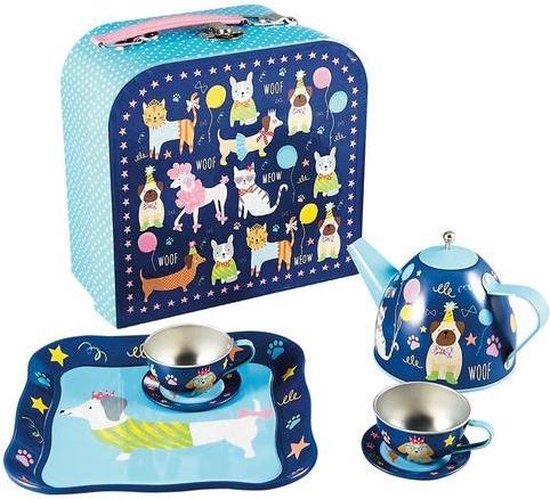 Floss & Rock Huisdieren - Tinnen thee servies - 7 delig - Multi van FLO
