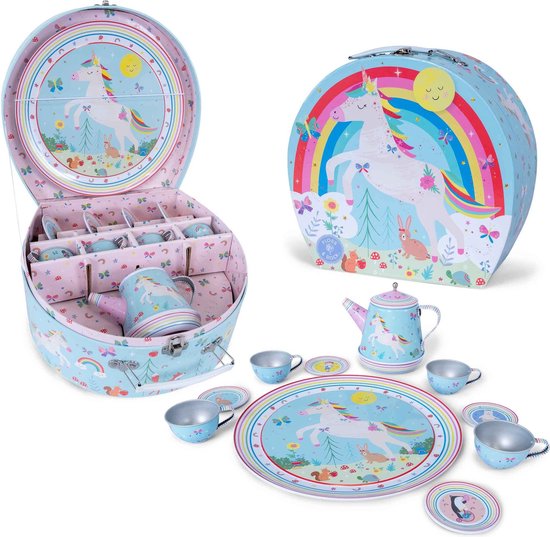 Floss & Rock Tinnen Theeservies Rainbow Fairy - 11-delig - Met muziek van FLO