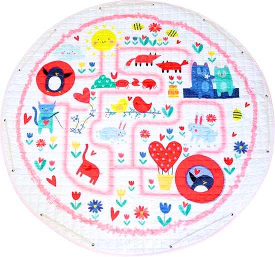 Flouer 2-in-1 Baby Speelkleed - Opbergzak Speelgoed - Kruipmat - Baby Speelgoed 0 jaar - Opvouwbare Speelmat - Baby Speelmat - 150x150cm van FLO