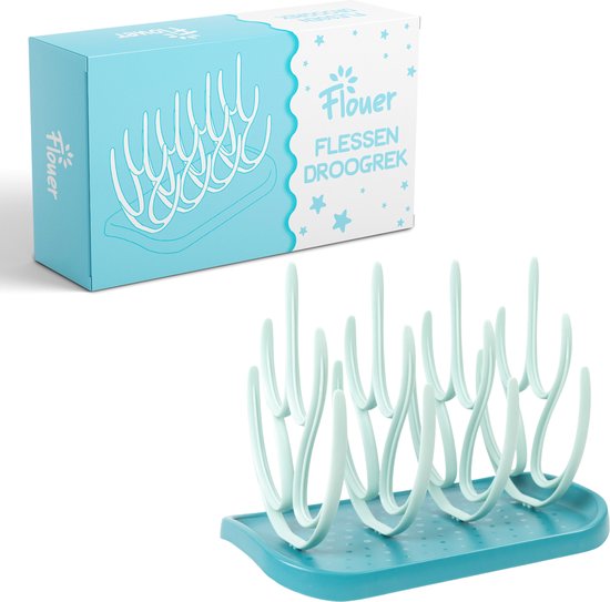 Flouer Flessen Droogrek - Afdruiprek - Flessenrek Baby - Baby Flessen - Blauw van FLO