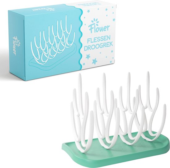 Flouer Flessen Droogrek - Afdruiprek - Flessenrek Baby - Baby Flessen - Groen van FLO