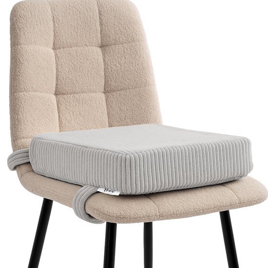 Flumi - Kinder Zitverhoger Kussen - Corduroy Stof - Afneembare Wasbare Hoes - 33x33x9 cm - Grijs van Merkloos