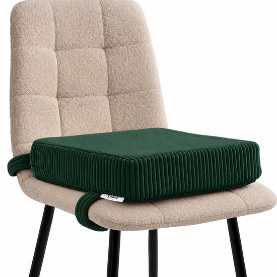 Flumi - Kinder Zitverhoger Kussen - Corduroy Stof - Afneembare Wasbare Hoes - 33x33x9 cm - Groen van Flumi