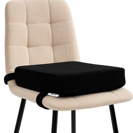 Flumi - Kinder Zitverhoger Kussen - Corduroy Stof - Afneembare Wasbare Hoes - 33x33x9 cm - Zwart van Merkloos