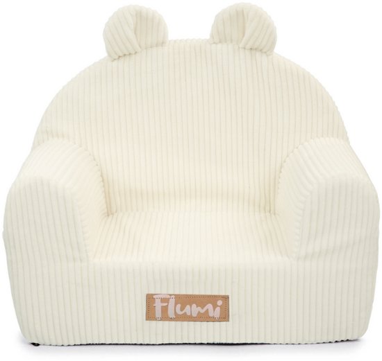 Flumi - Kinderfauteuil - Corduroy Stof - Afneembare Wasbare Hoes - Lichtgewicht Schuimvulling - Ecru van Merkloos