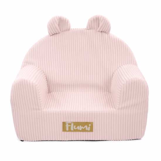 Flumi - Kinderfauteuil - Corduroy Stof - Afneembare Wasbare Hoes - Lichtgewicht Schuimvulling - Roze van Merkloos