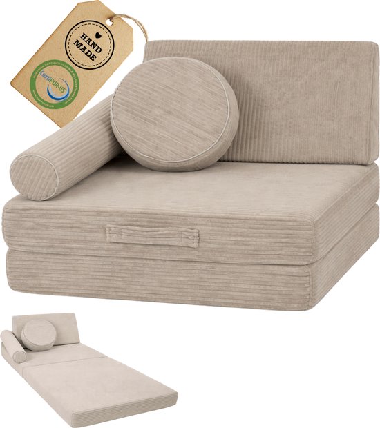 Flumi Kinderfauteuil - Modulaire Speelfauteuil - Montessori Schuim - Multifunctioneel - Corduroy Beige van Merkloos