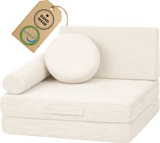 Flumi Kinderfauteuil - Modulaire Speelfauteuil - Montessori Schuim - Multifunctioneel - Corduroy Crème van Merkloos
