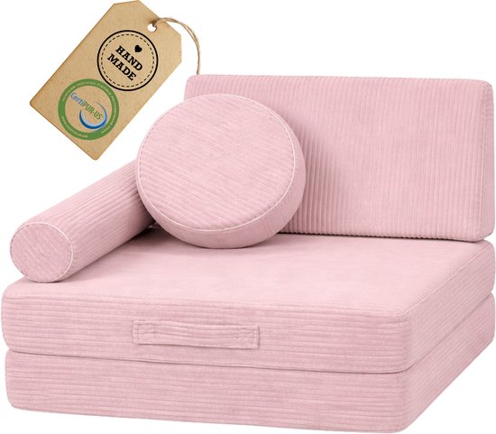 Flumi Kinderfauteuil - Modulaire Speelfauteuil - Montessori Schuim - Multifunctioneel - Corduroy Roze van Merkloos