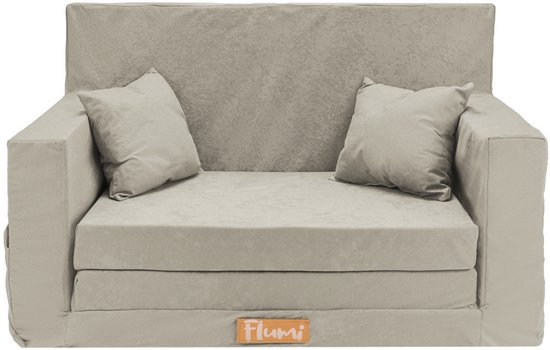 Flumi opvouwbare mini kindersofa – zachte kinderbank met uitklapfunctie en afneembare hoes, lichtgrijs van Merkloos
