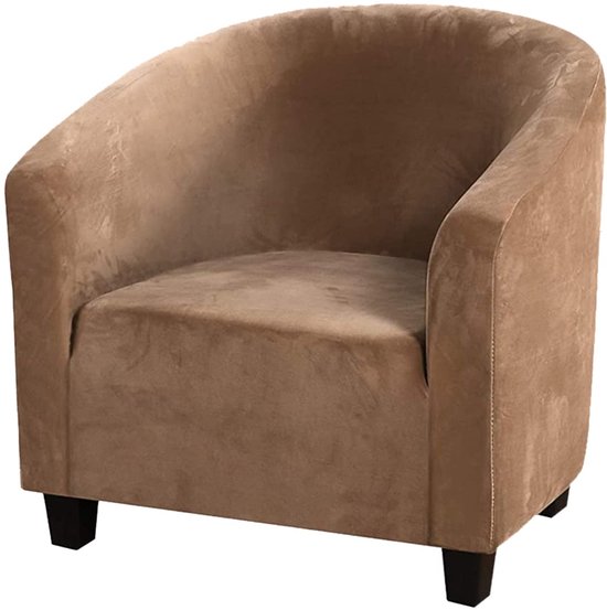 fluwelen hoes voor kuipstoel - veel stretch, zachte stoelhoezen voor clubfauteuil, fauteuilhoezen voor eetkamer, woonkamer, internet, café, bar, kantoor, receptie (kameel)