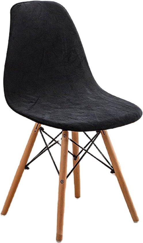 Fluwelen schelp stoelhoezen, shell eetkamerstoel slipcovers midden eeuw moderne stijl shell stoel beschermer cover voor keuken hotel - zwart - set van 2